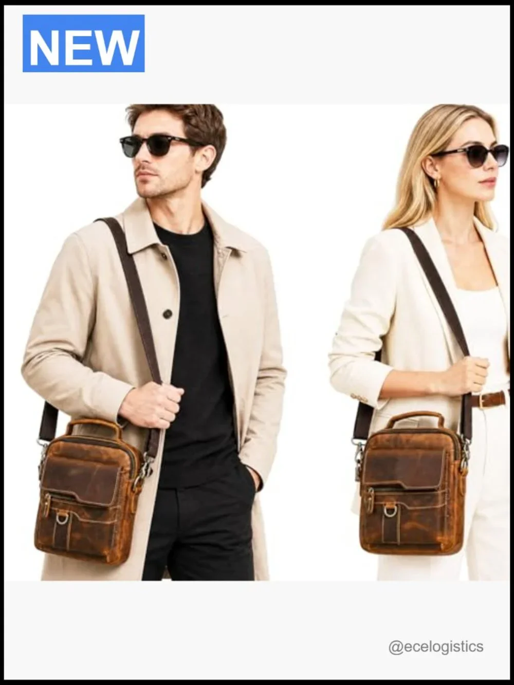 Canvas Genuine Leather Travel A4 Tote Satchel Messenger Crossbody Shoulder Bag